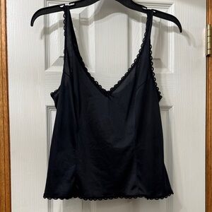 Vintage Warners Black Lace Trim Cami Top—size 36